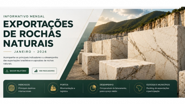 Imagem de EXPORTA��ES E IMPORTA��ES DE ROCHAS ORNAMENTAIS EM JANEIRO DE 2026